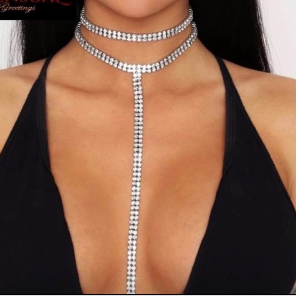 Rhinestone checker necklace